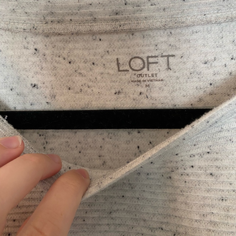 Loft Grey Ruffle Trim Sweater - Picture 7 of 7